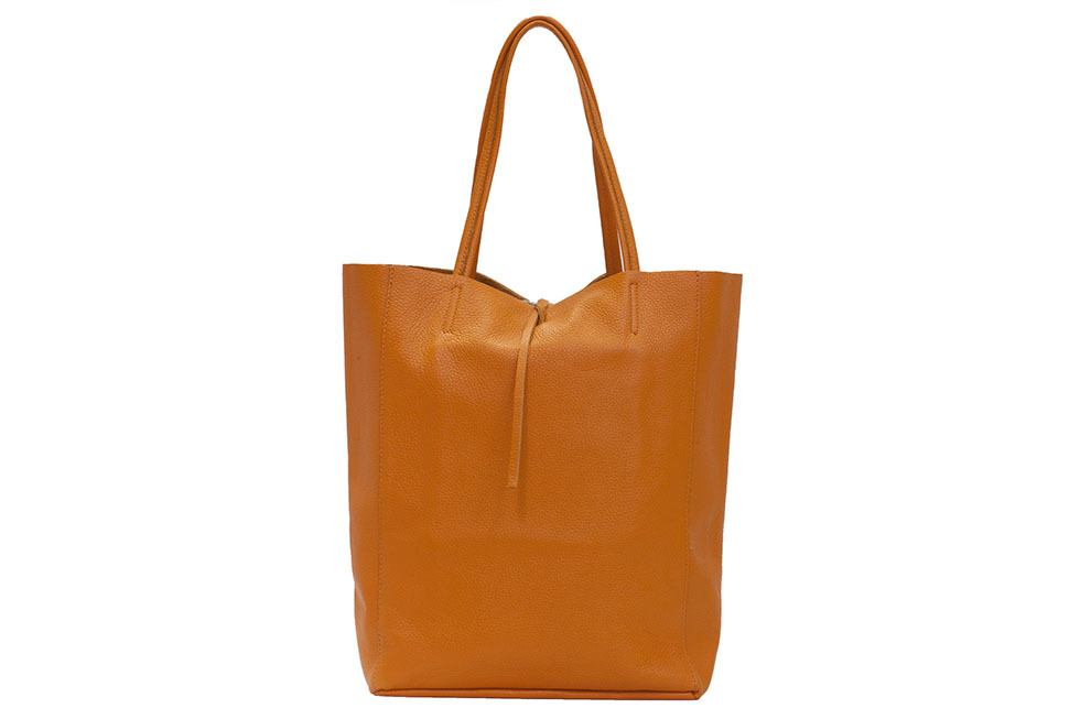 Orange leather Tote Bag | Handmade in Italy | Buy Online